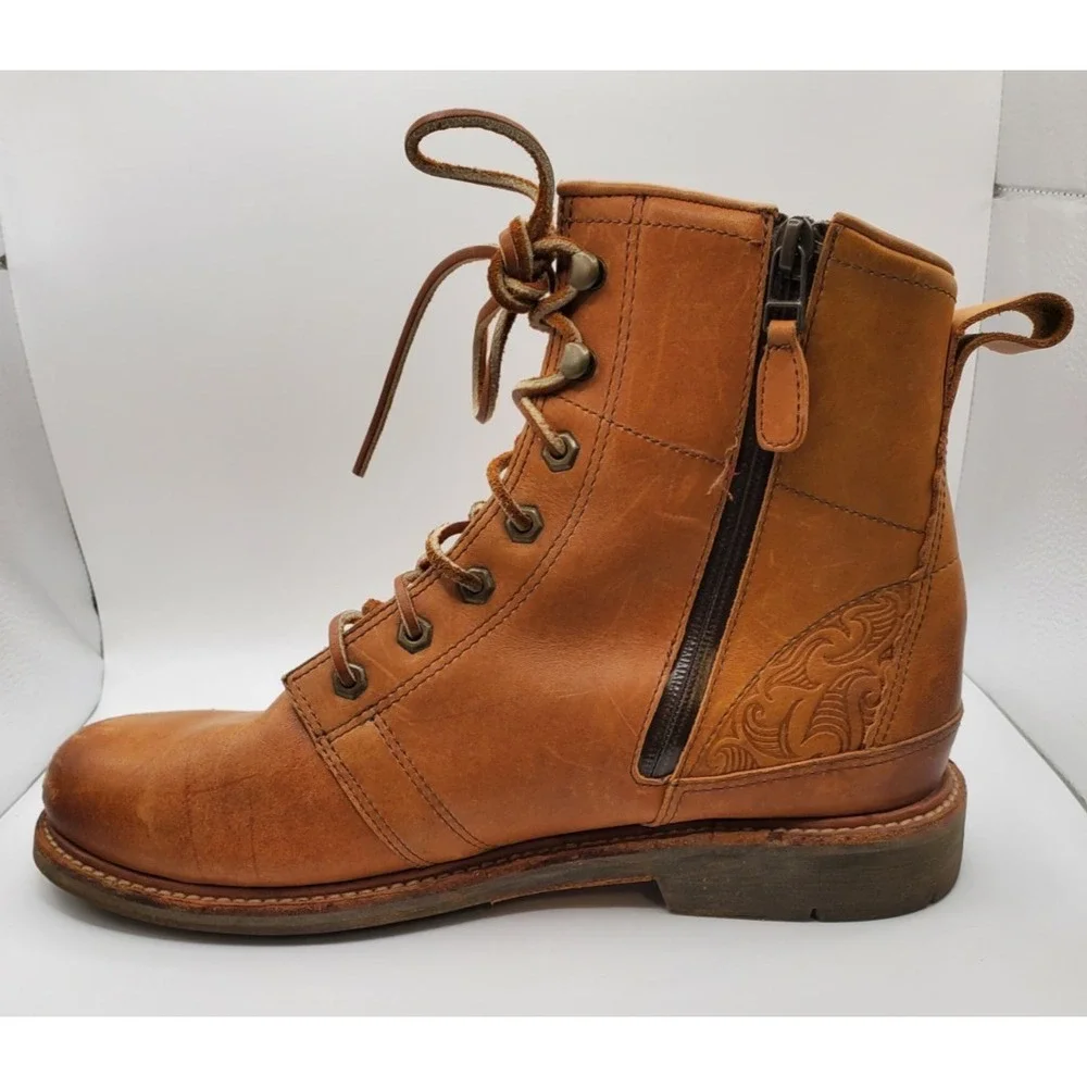OluKai Men's Mauna Kea Size 10 EU 43 Tan Leather Lace Up